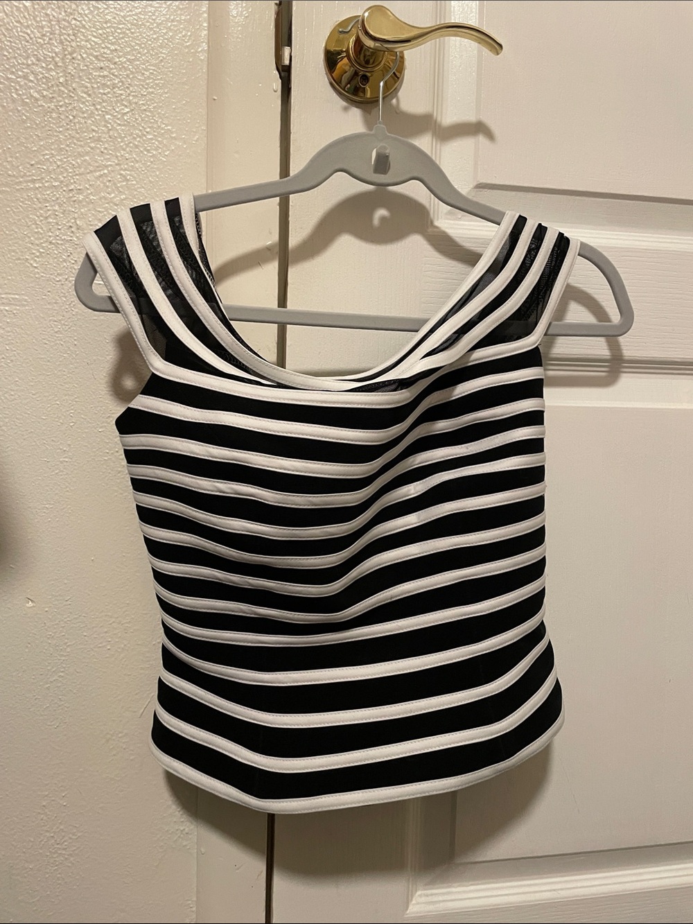 JS collections Striped Black & White Women's Sleeveless Top